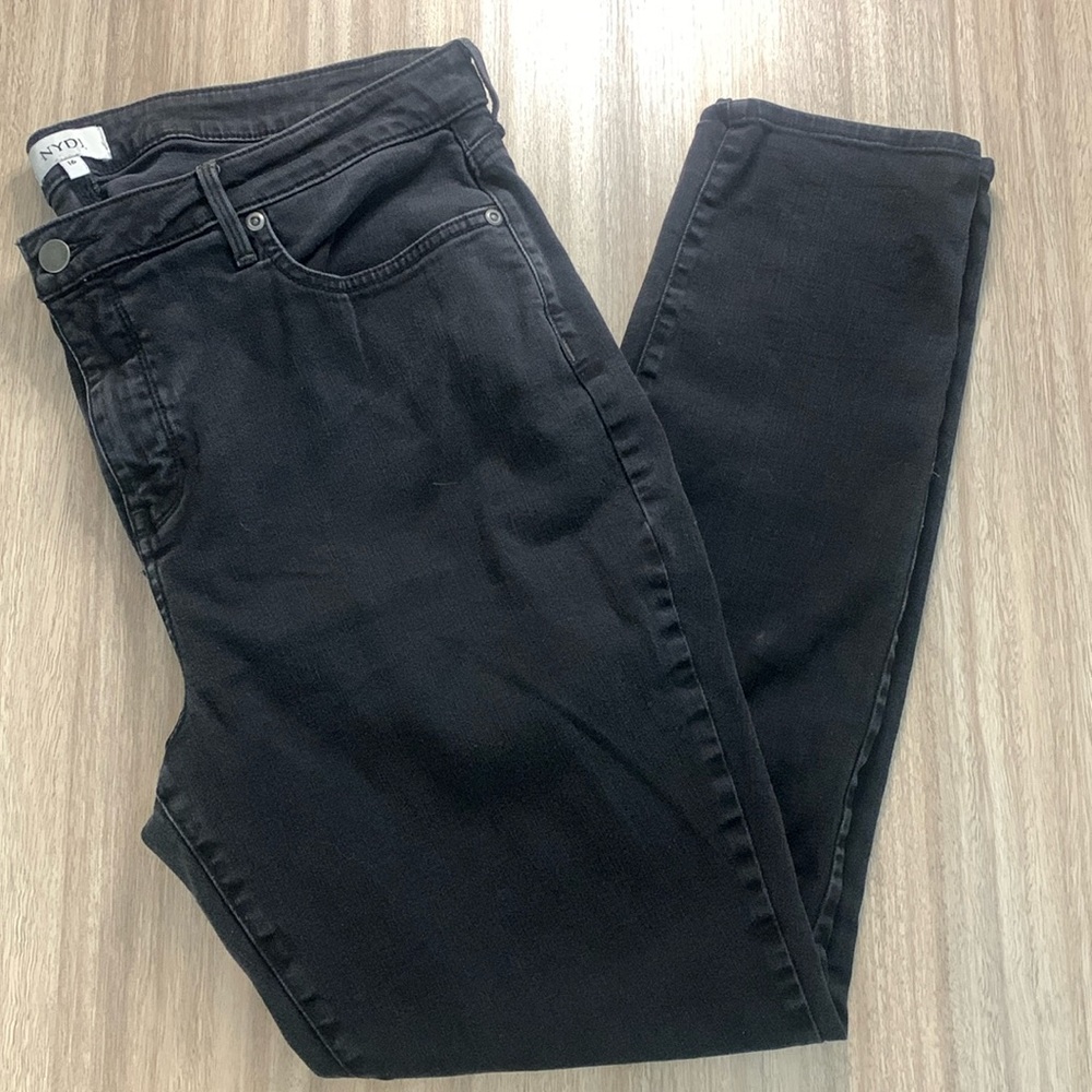 NYDJ Black Stretch Skinny Denim Jeans Size 16!